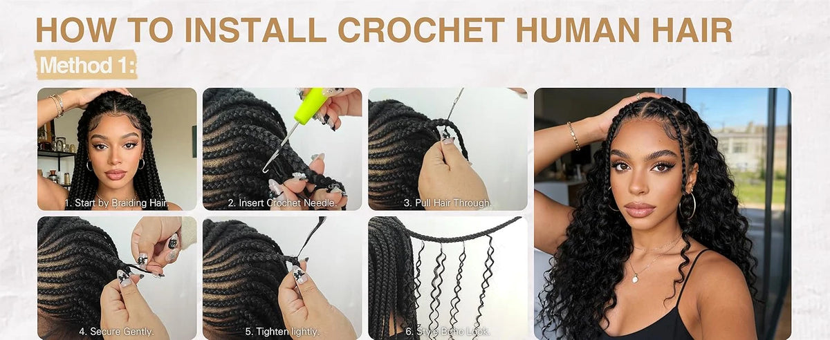 Pre-Divided Deep Wave Human Hair Crochet Extensions for Women