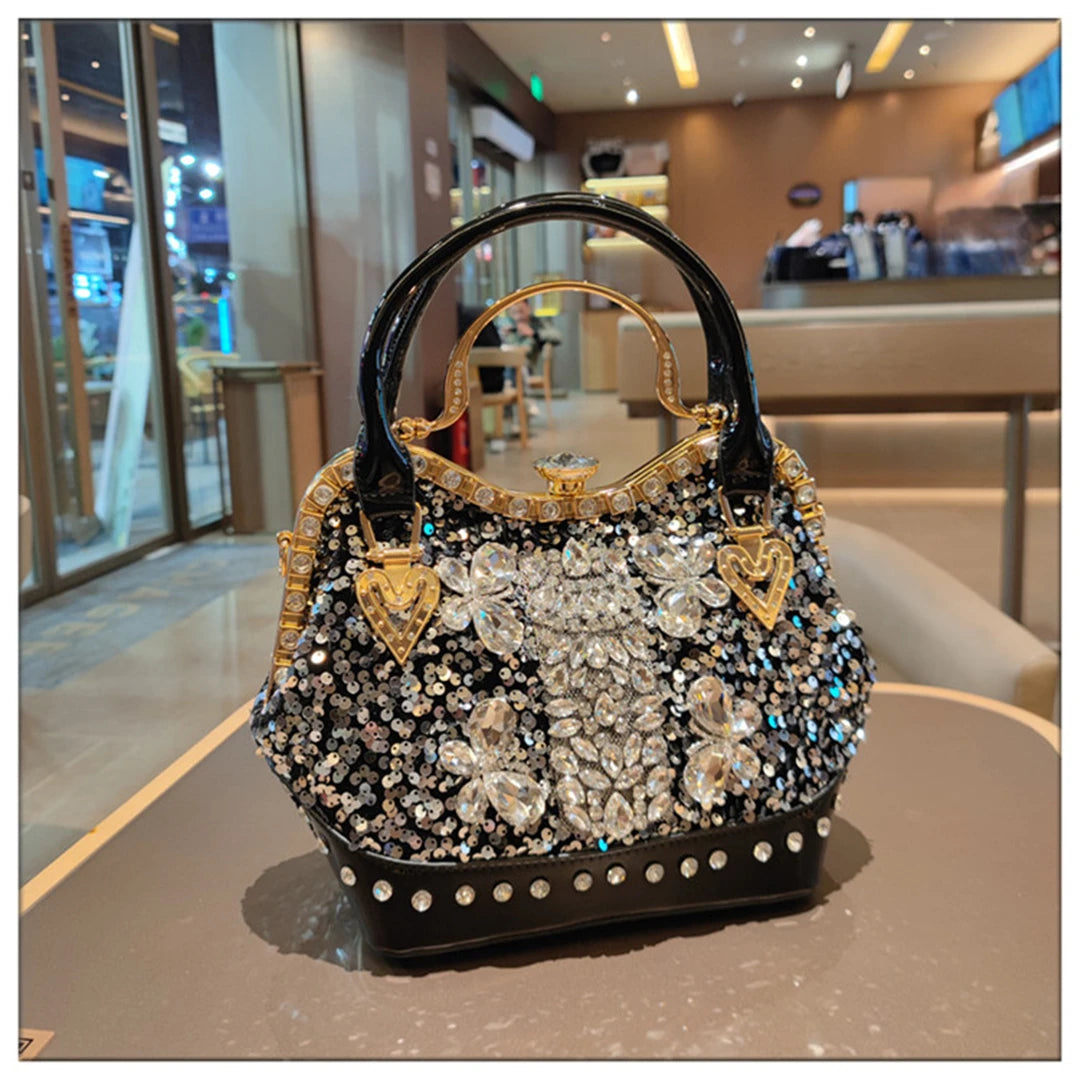 Crystal Sequin One Shoulder Crossbody Handbag for Women
