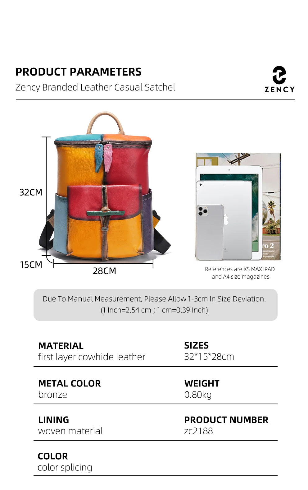 Large Capacity Soft Cow Leather Backpack for Women