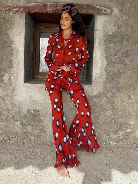 Elegant Vacation Print Pants Set