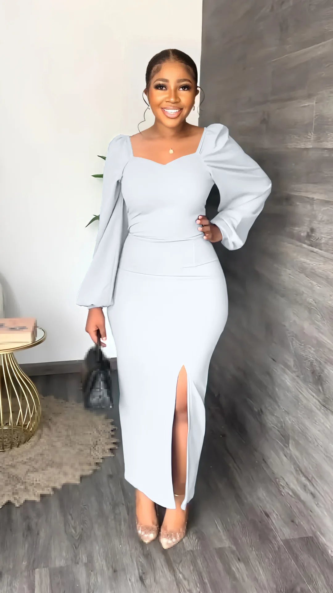 Elegant Ankle Length Knit Evening Party Dress for Women