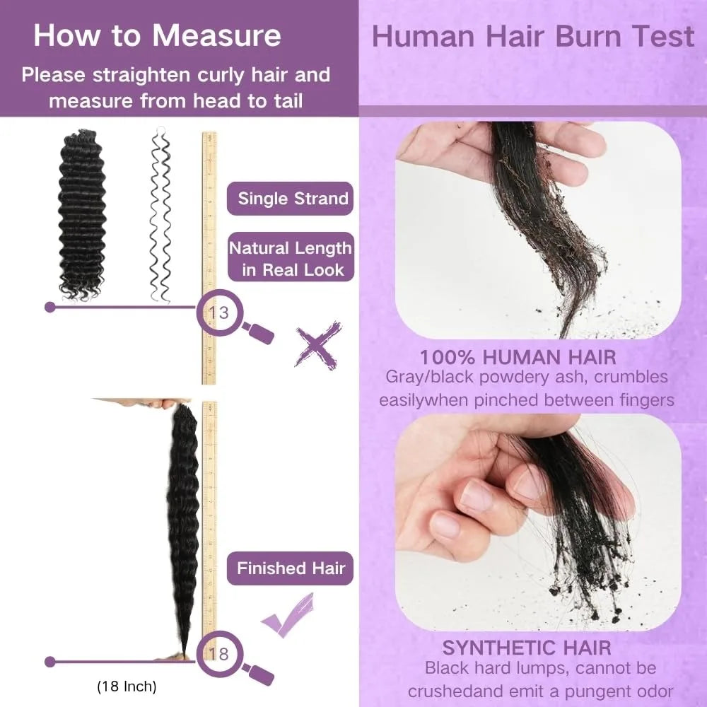 Pre-Divided Deep Wave Human Hair Crochet Extensions for Women