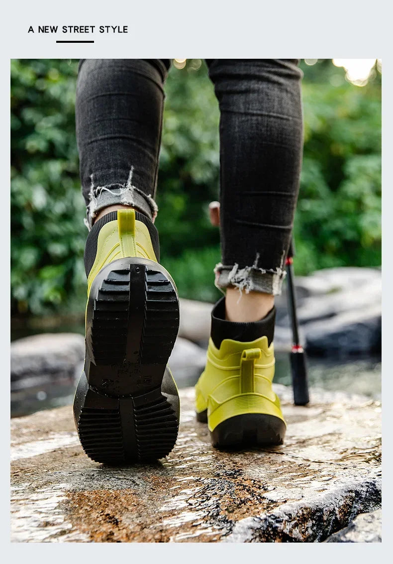 Round Toe Waterproof Ankle Rain Boots