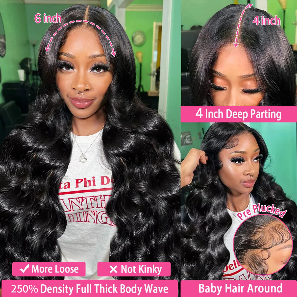 Glueless Human Hair Body Wave Lace Front Wig for Women