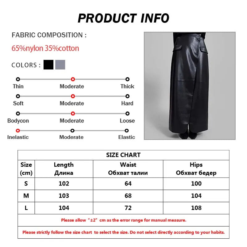 Oymimi Casual Black Pu Leather Skirts For Woman Elegant Button High Waisted Skirts Fashion Pockets Straight Skirt Streetwear