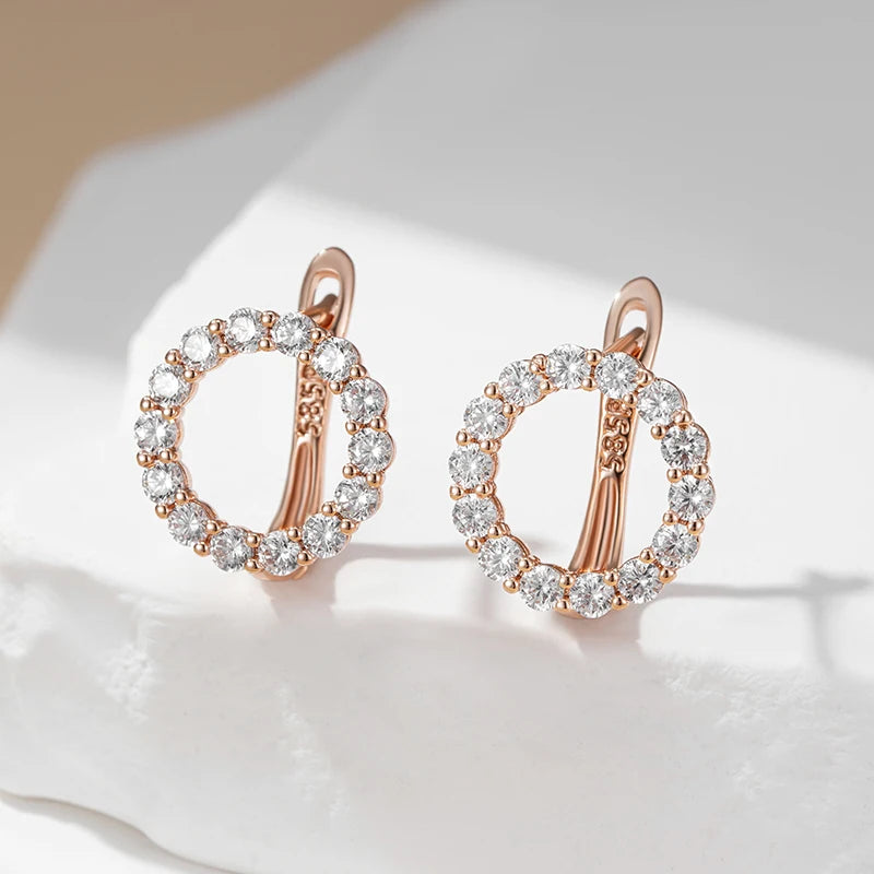 Round Zircon Crystal Drop Earrings