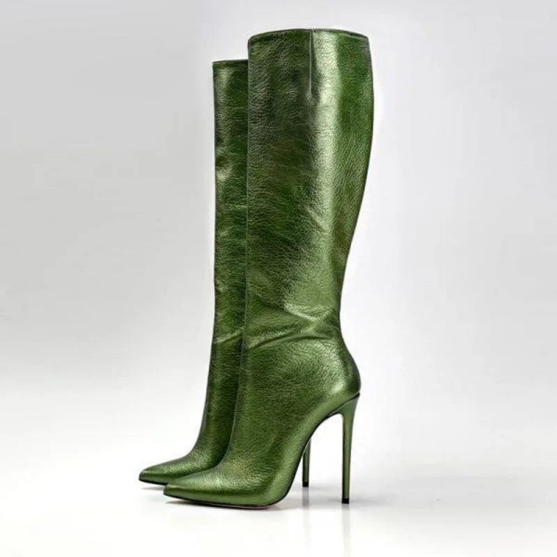 Autumn Winter Pointed Toe Knee High Boots for Women