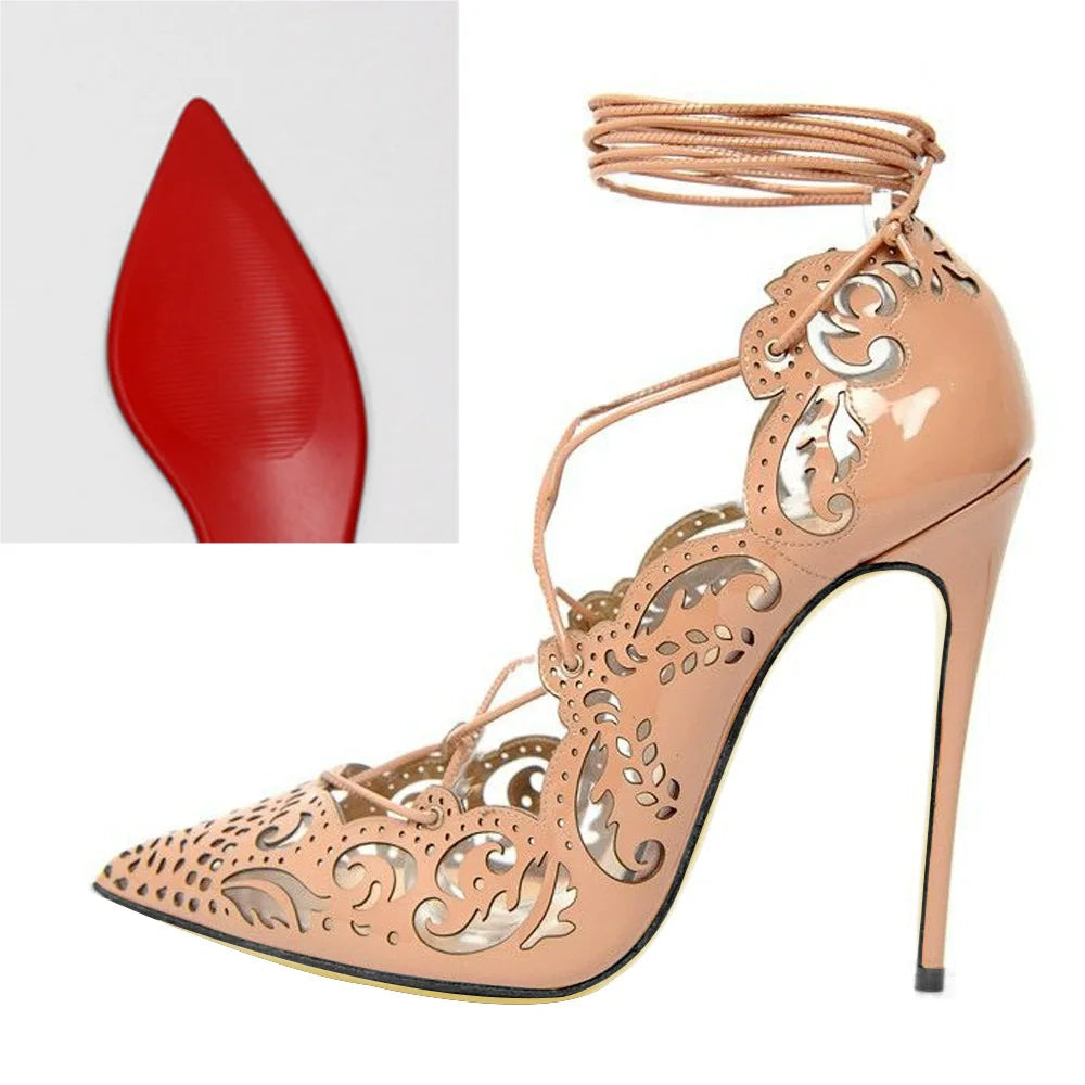 Pointed Toe Lace-Up Thin High Heel Pumps for Women