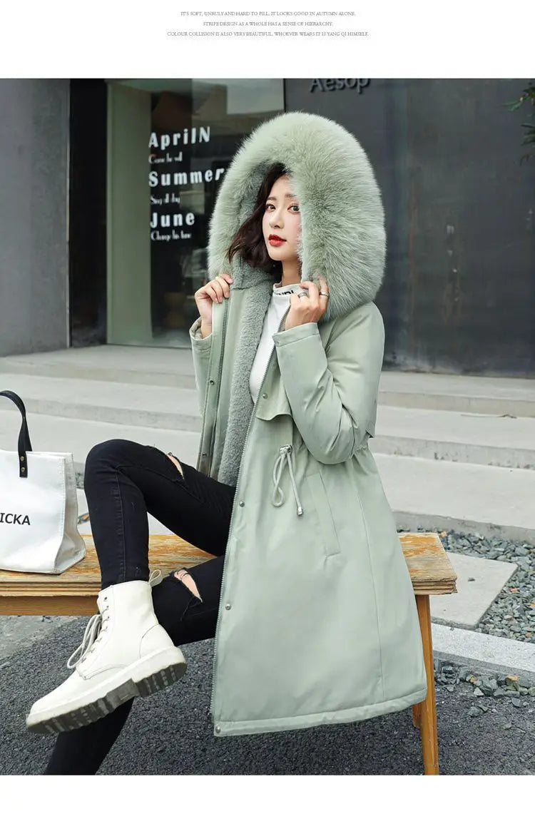 2025 New Parkas Women's Long Coat Winter Jacket Overcoming Plush Cotton Jacket