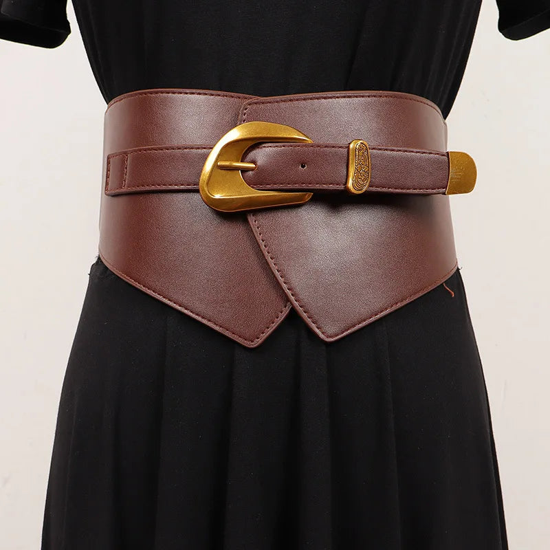 Wide Black Elastic Waist Cincher Corset Belt for Women