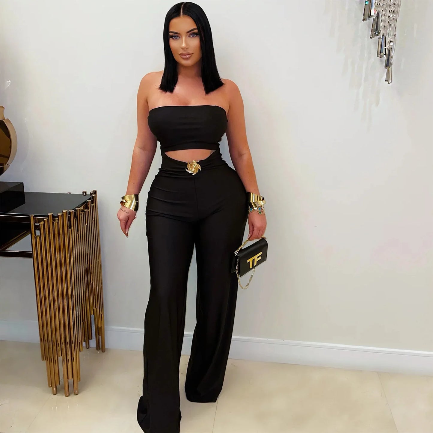 Elegant Solid Color Sleeveless Backless Jumpsuit for Women