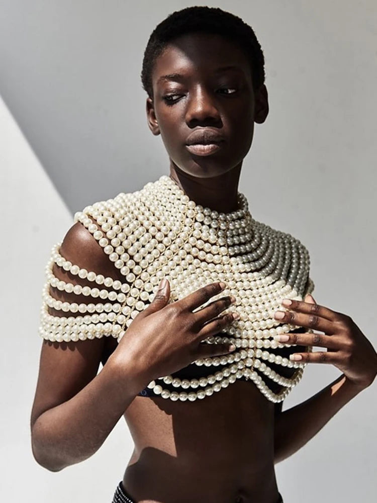 Pearl Beaded Shawl Top
