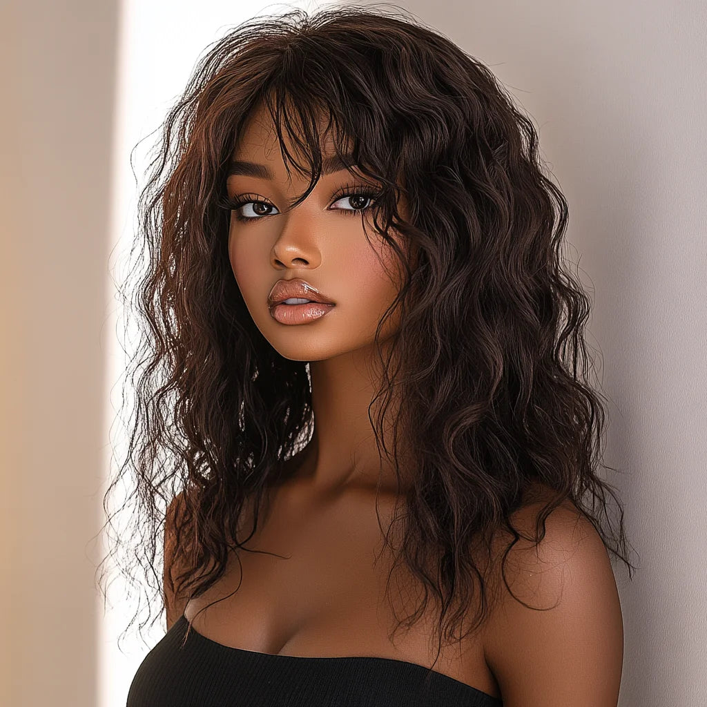Natural Fluffy Curly Human Hair Short Bob Wig For Women