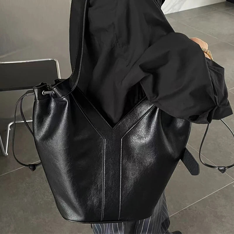 Y-shaped Women Handbag Versatile Simple Large-capacity Texture Tote Bag New Large-capacity Shoulder Bag Storage Bag Underarm Bag