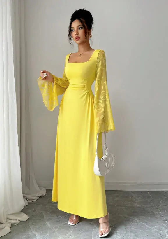 Elegant Solid Color Classic A-Line Midi Dress for Women