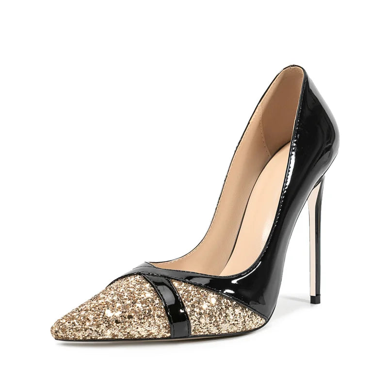 Pointed Toe Patchwork Slingback Pumps