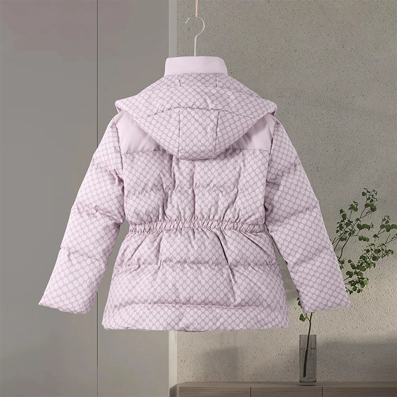 Casual Printed Hooded Cotton Coat With Zipper For Women