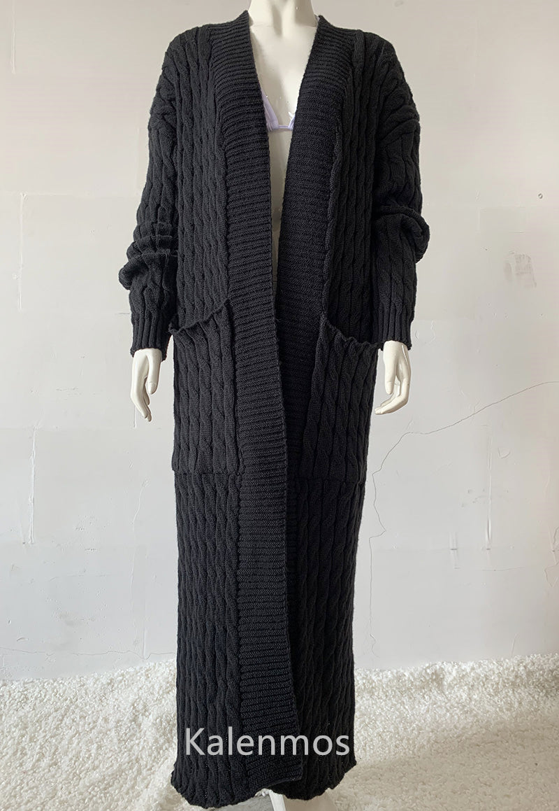 Long Sleeve Crochet Knit Cardigan Sweater for Women