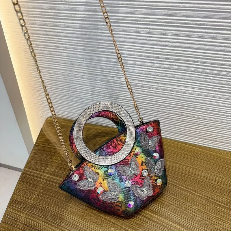 Colorful Butterfly Embroidered Bucket Bag