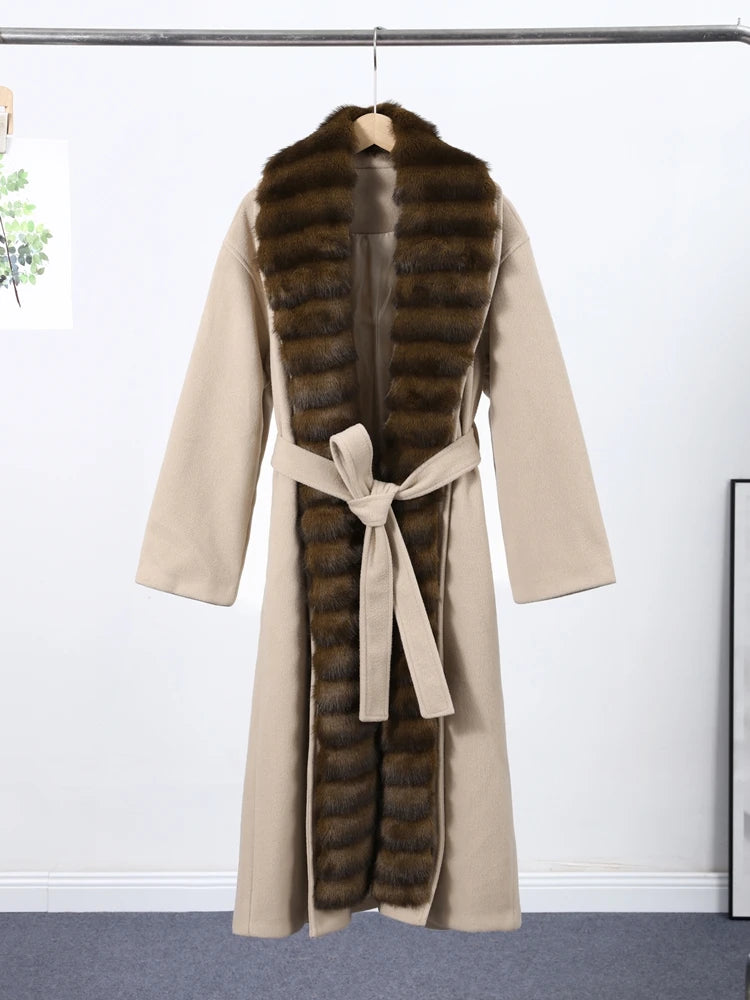 Vintage Women's Fur Coat Elegant Open Collar Thicken Full Sleeve Jacket With Furs Female 2025 New Autumn Winter Woman Clothes