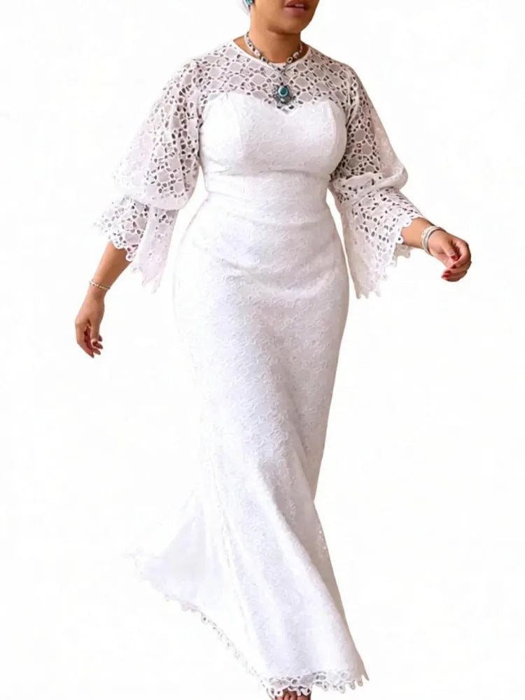 Elegant Hollow Out African Maxi Kaftan Dress for Women