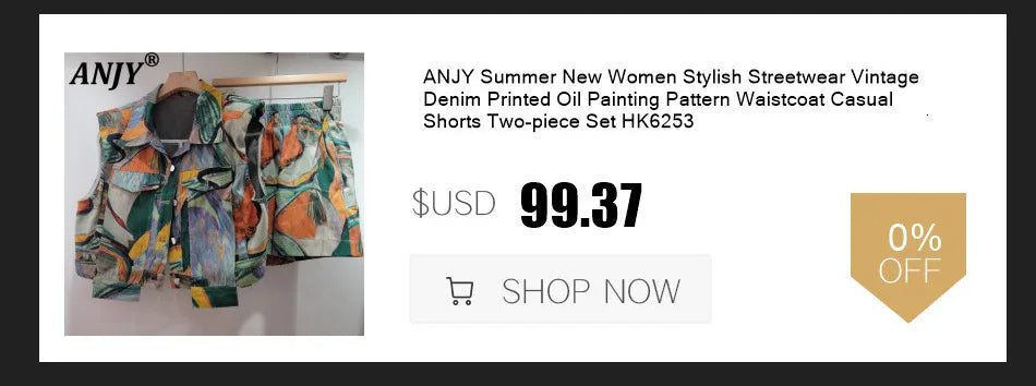 ANJY Summer New Women Y2K Streetwear Ins Fashion Sexy Hot Lace Patchwork Denim Camisole Vest Casual Drawstring Fifth Pants A7219
