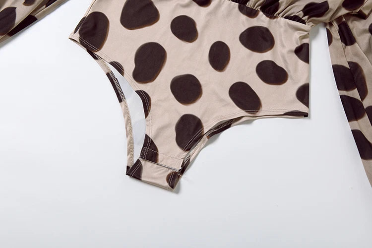 Polka Dot Halter Backless Playsuit With Headscarf for Women