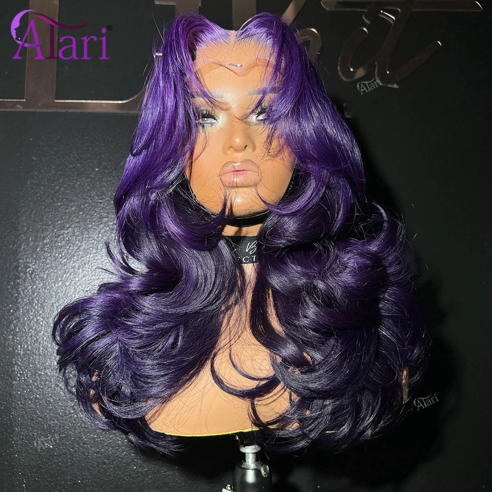 Dark Purple Body Wave Human Hair Wig