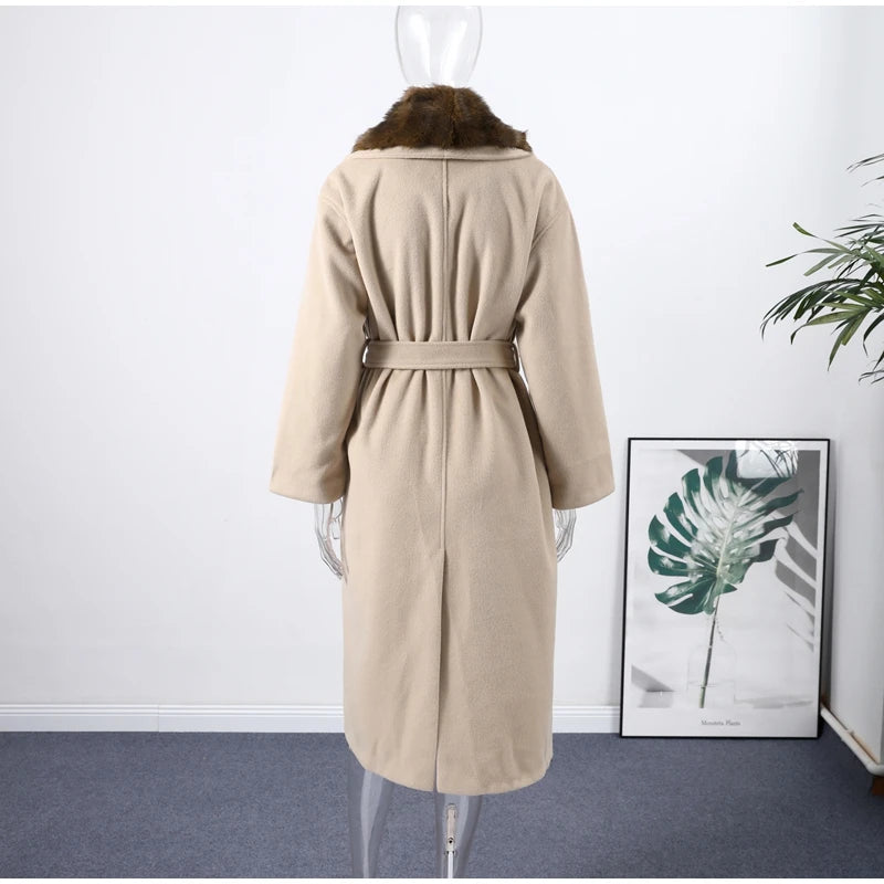 Vintage Women's Fur Coat Elegant Open Collar Thicken Full Sleeve Jacket With Furs Female 2025 New Autumn Winter Woman Clothes
