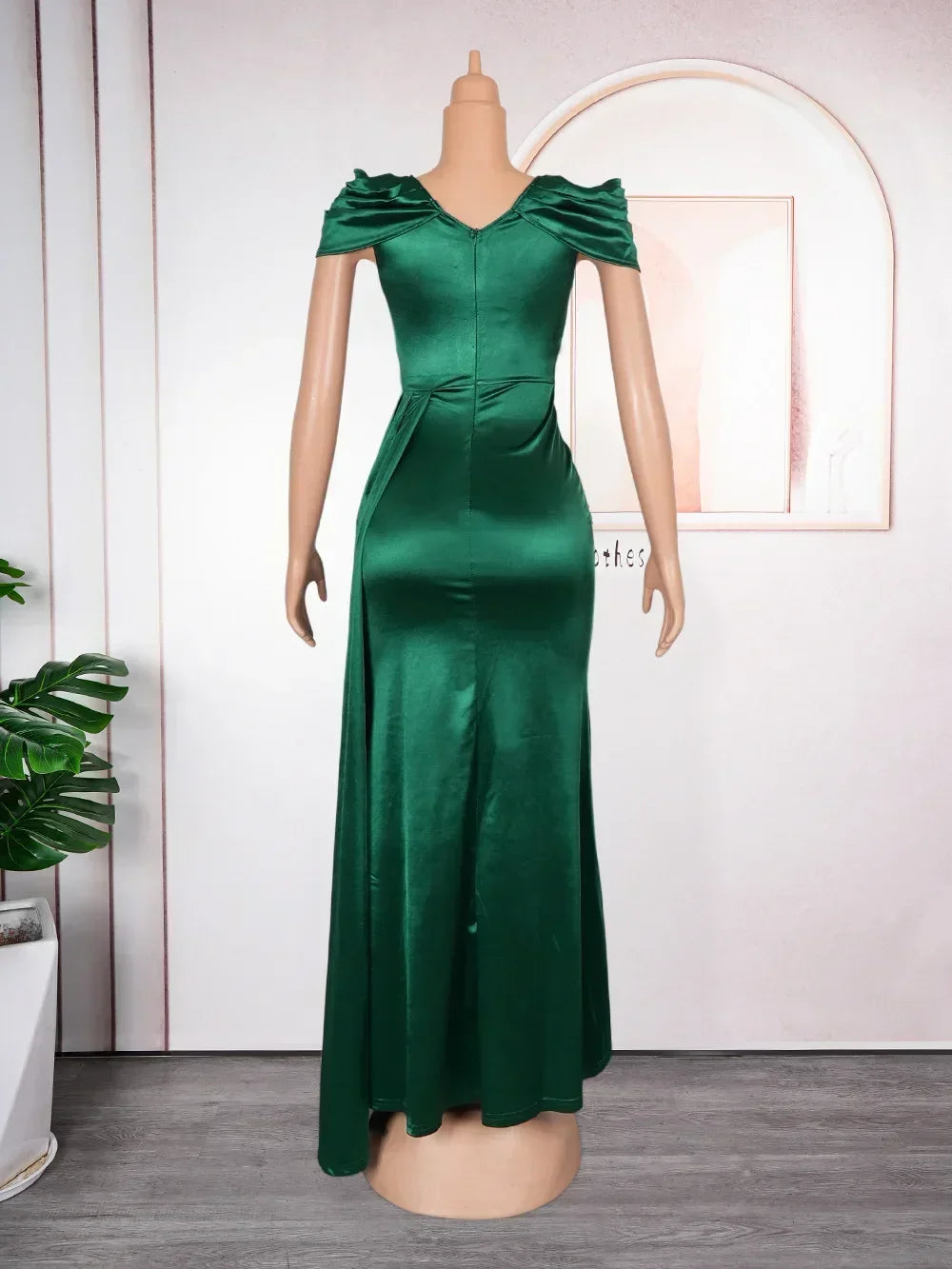 Sequin Short Sleeves V-Neck Maxi Dress