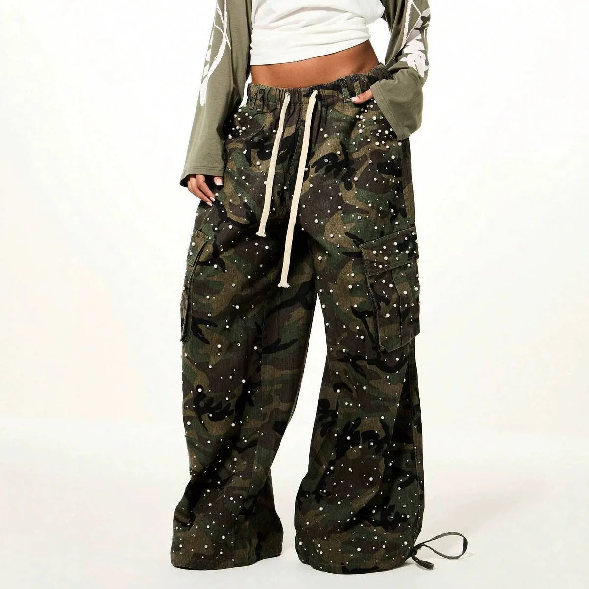 Loose Fit Camouflage Cargo Pants