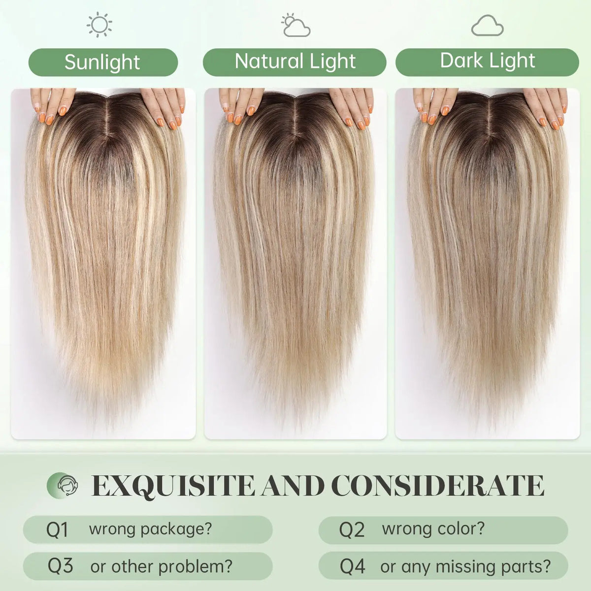 Clip In Light Blonde Dark Root Straight Hair Topper For Women