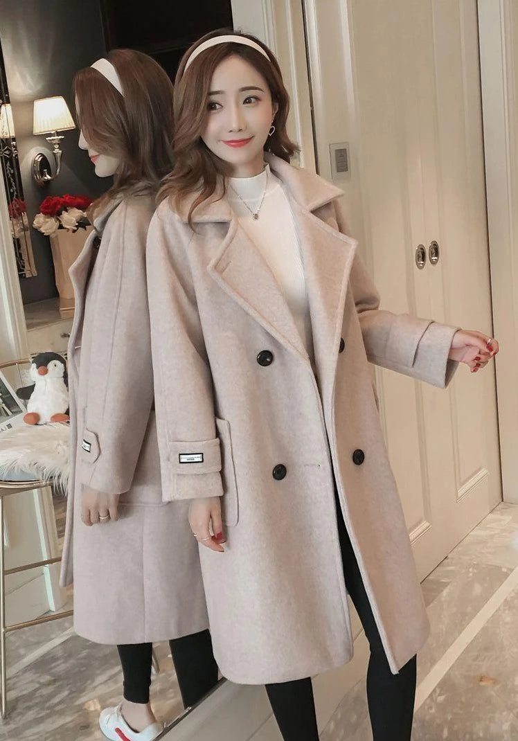 Padded Mixtures Jacket Woman Long Loose Cotton Wool Blend Coat for Women Pink Elegant Outerwears New in Novelty High Quality Hot