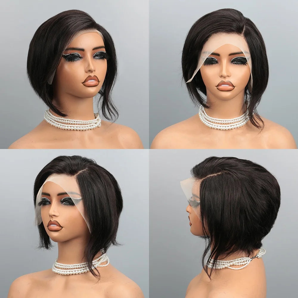 Short Curly Lace Frontal Human Hair Wig for Black Women