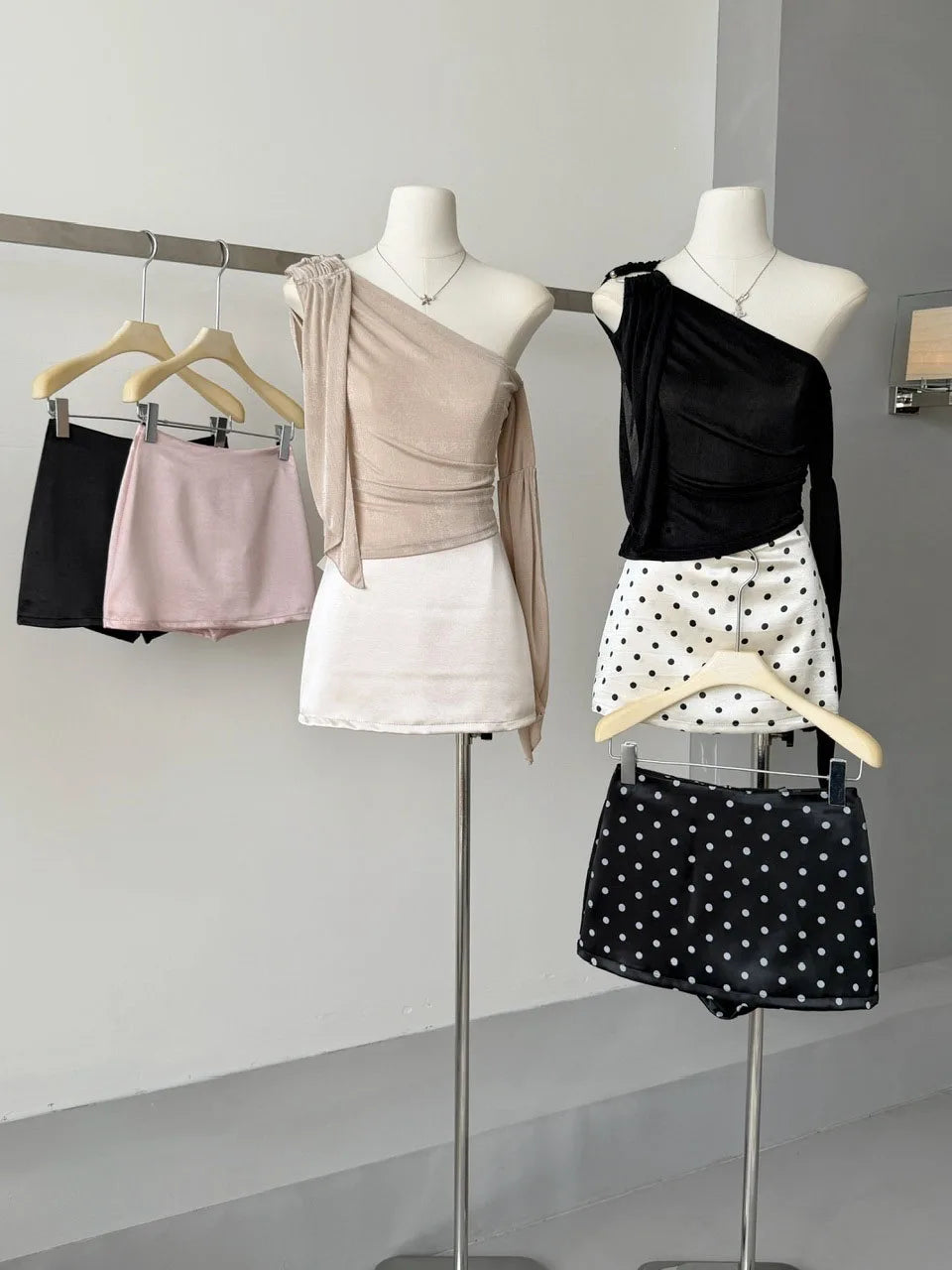 Vintage Polka Dot High Waisted Mini Skirt for Women