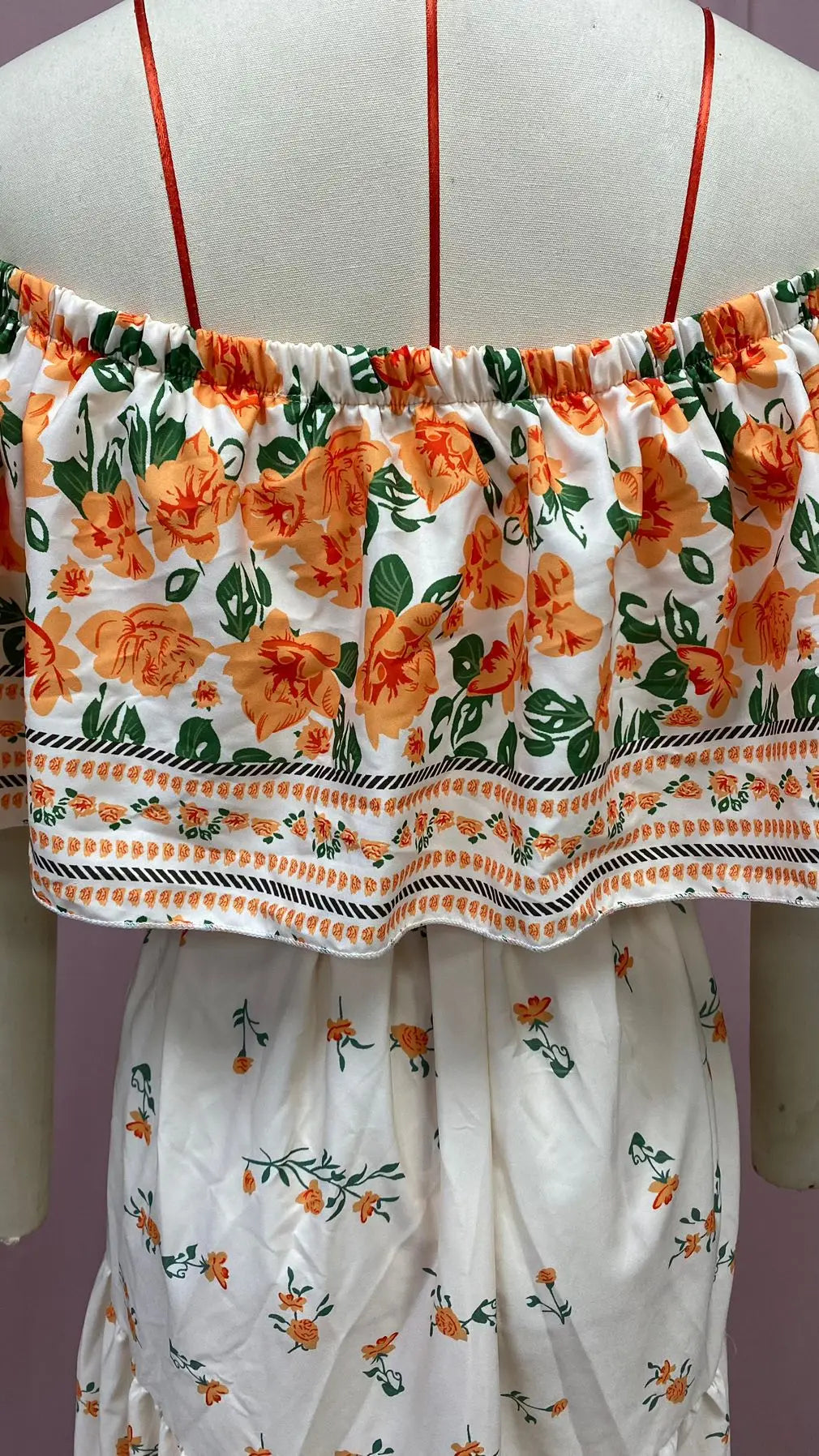 Floral Print Off Shoulder High Waist Dress for Women