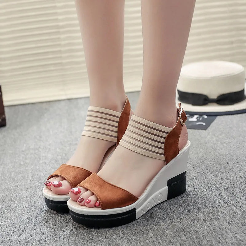 Air Mesh Platform Wedge Sandals