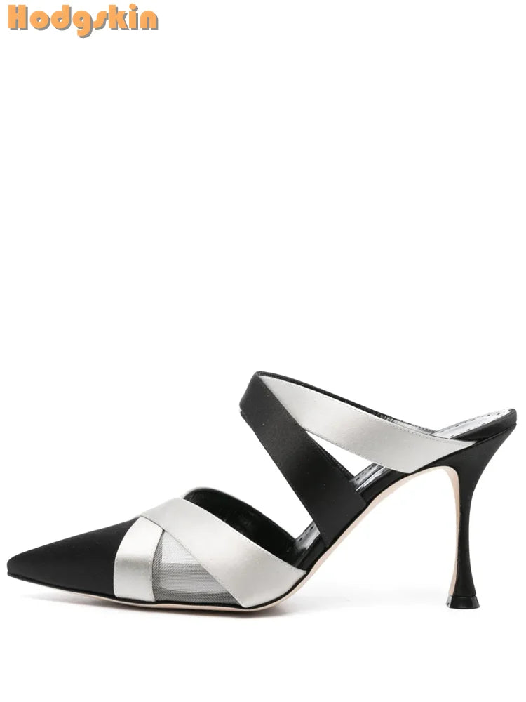 Satin Cross Tie Pointed Toe Stiletto Heels for Women