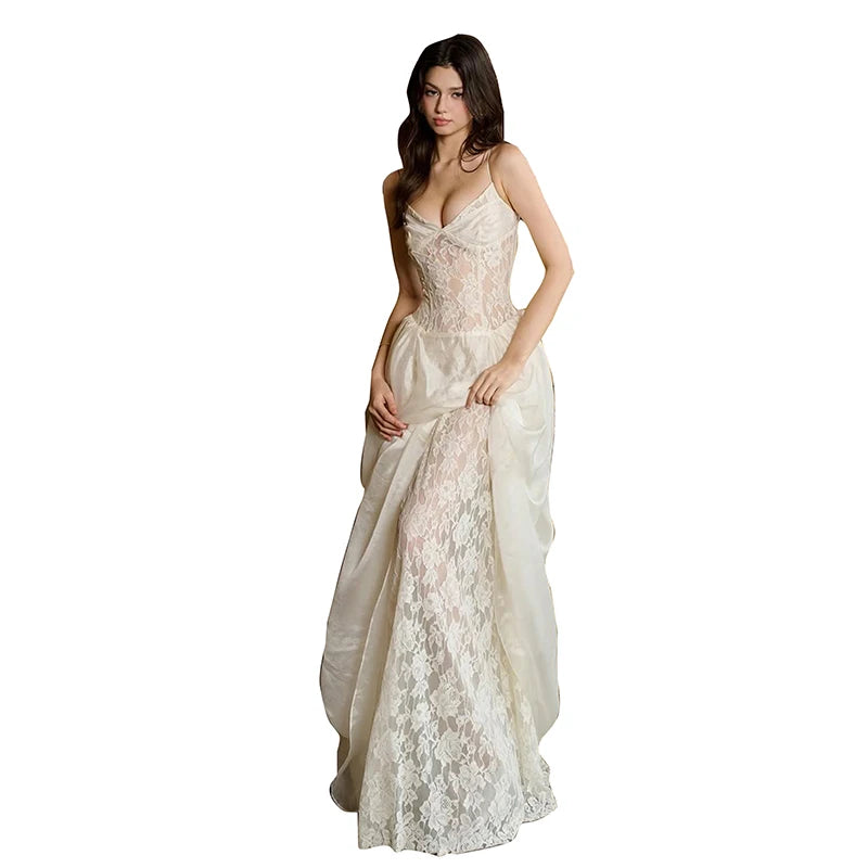 See Through Lace Patchwork Dress