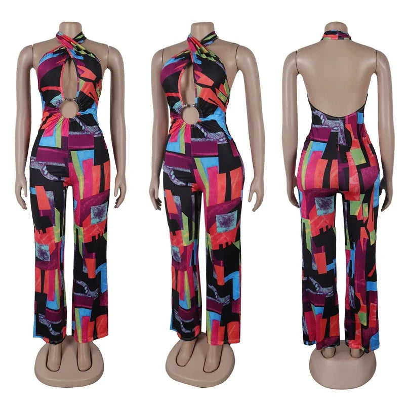 Halter Backless Wide Leg Jumpsuit