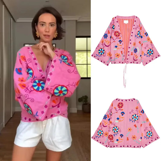 Embroidered Print Jacket