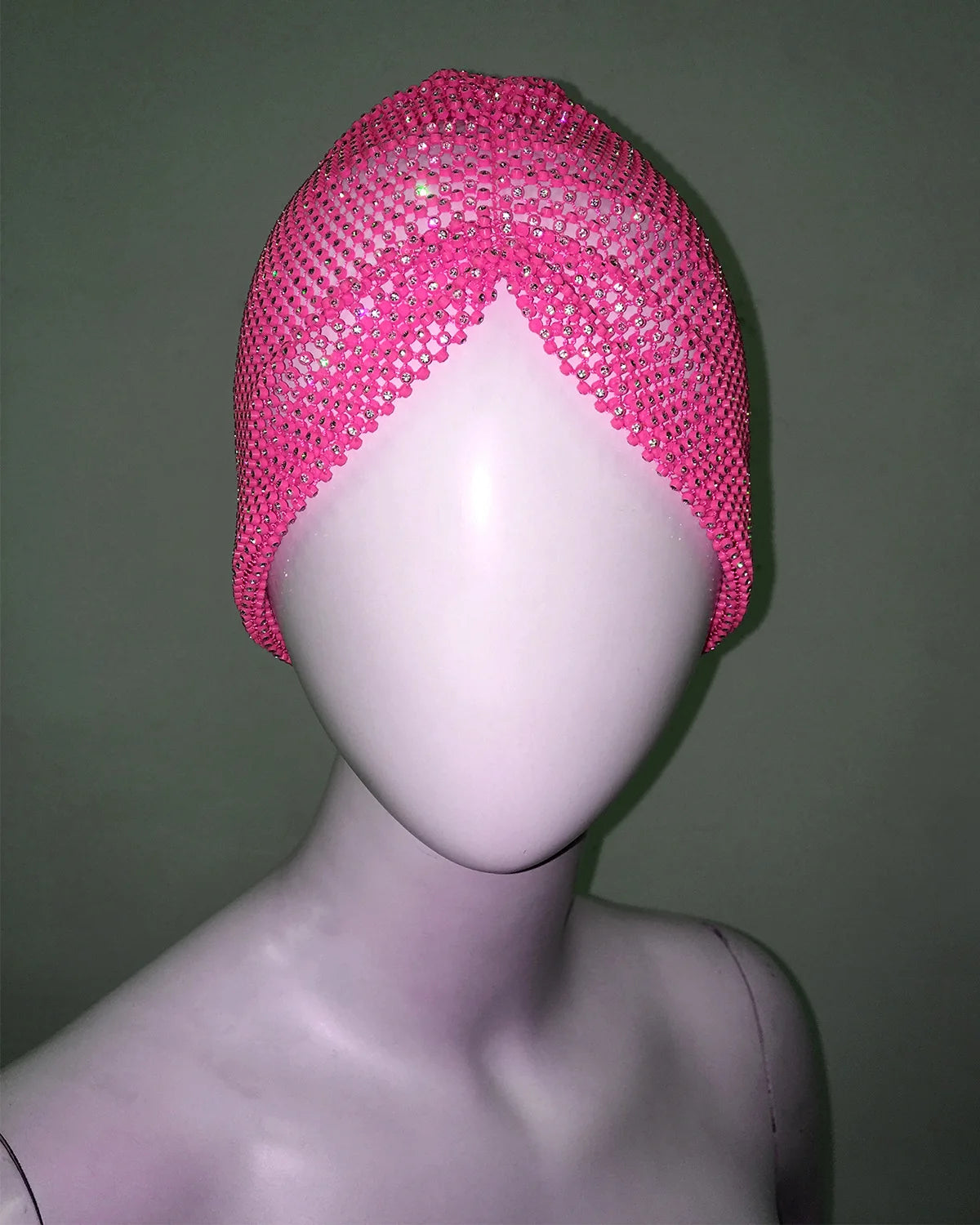 Sparkly Rhinestone Fishnet Turban Head Wrap for Women