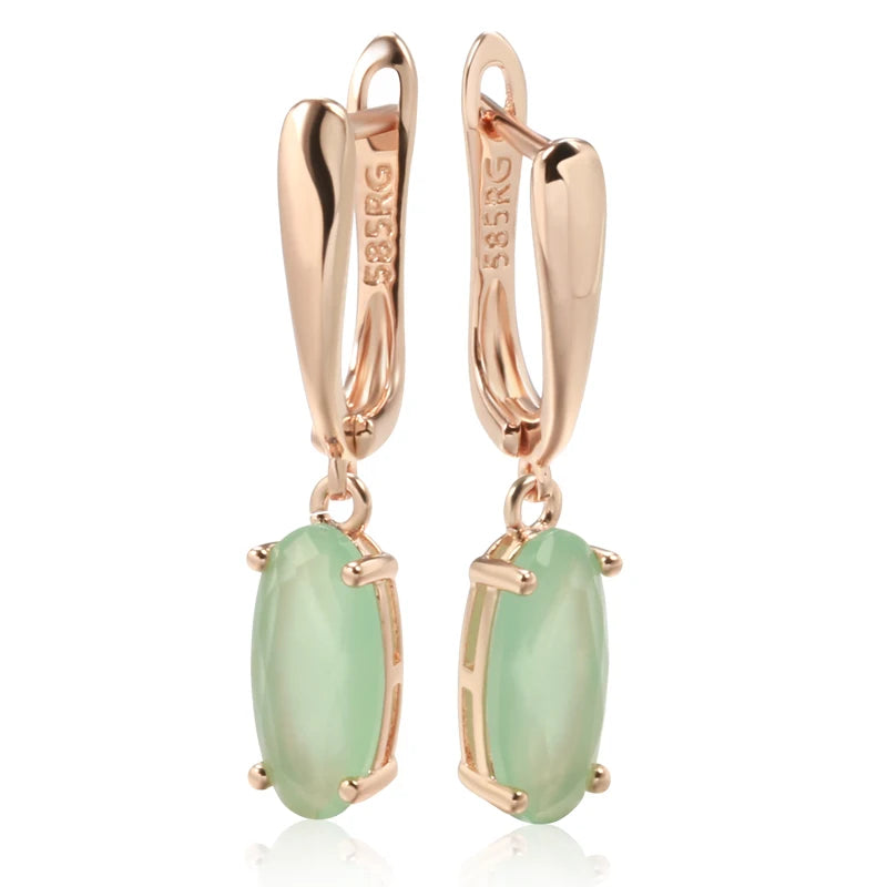 Green Zircon Antique Gold Tone Drop Earrings for Women