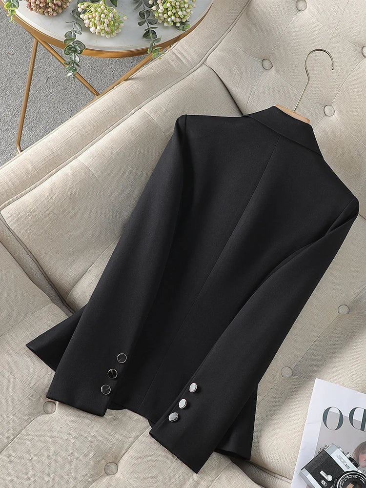 Fashion Ladies Blazer Coat Women Apricot Red Khaki Long Sleeve Female Business Work Wear Slim Formal Jacket For Autumn Winter