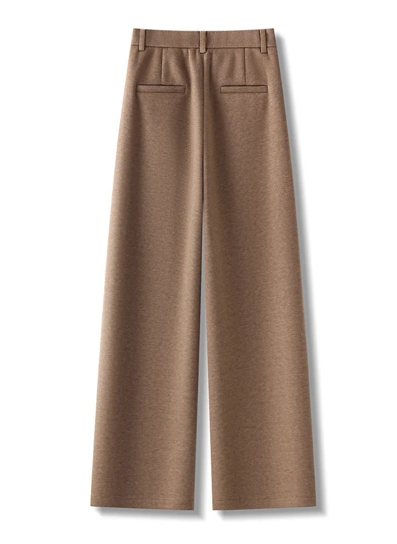 Full Length Textured Woolen Wide Leg Pants For Women