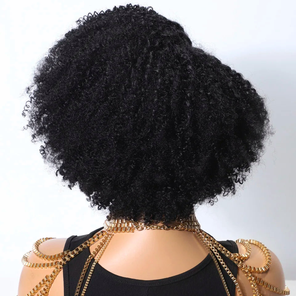 Glueless Kinky Curly Human Hair Lace Bob Wig for Women