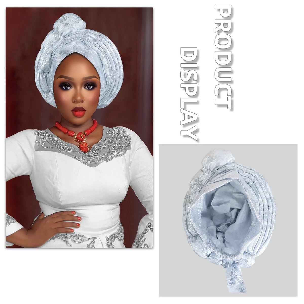 African Wedding Gele Turban Head Wrap Hat for Women
