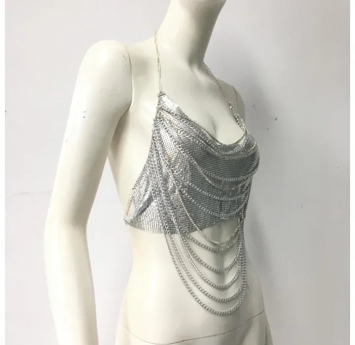 Sexy Tops Woman Streetwear Fashionable and Versatile Multi-layer Chain Y2k Sleeveless Strap Vest for Female Summer 2025 New