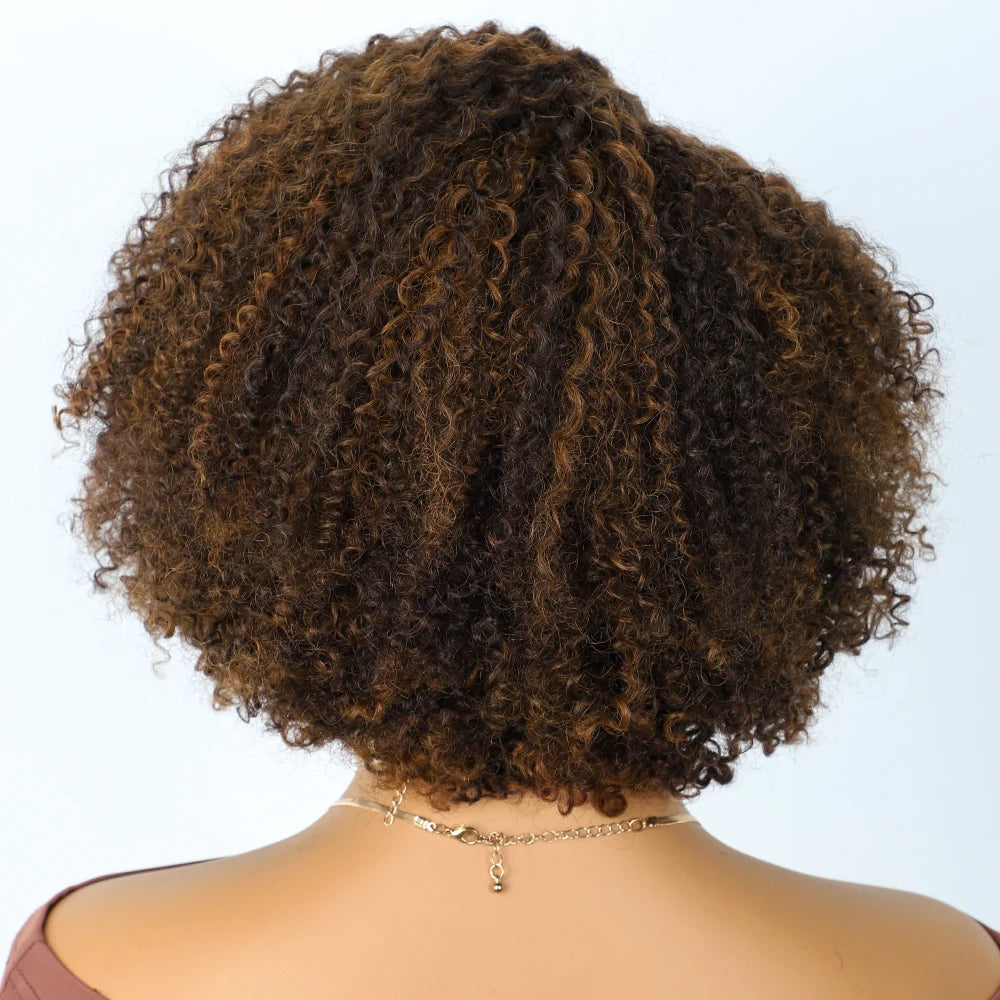 Glueless Kinky Curly Human Hair Lace Bob Wig for Women