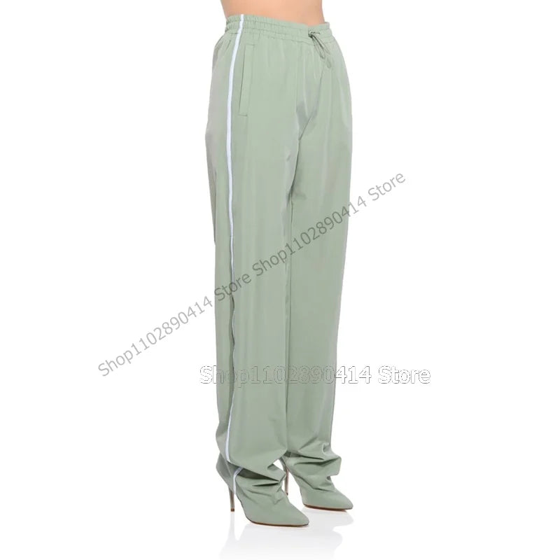 Multi Color Striped Pointed Toe High Stiletto Pant Boots For Women